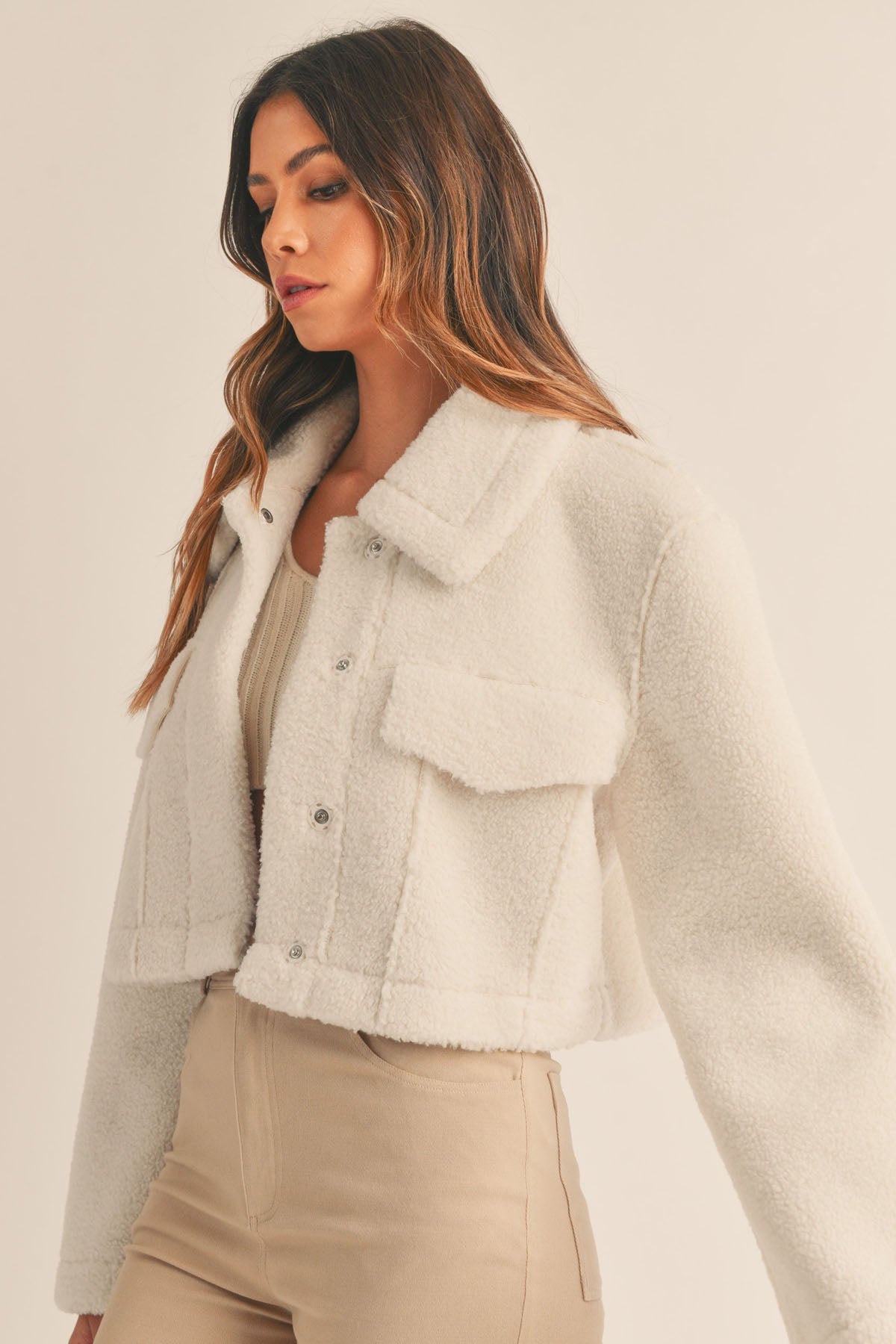 Keva Cropped Sherpa Jacket