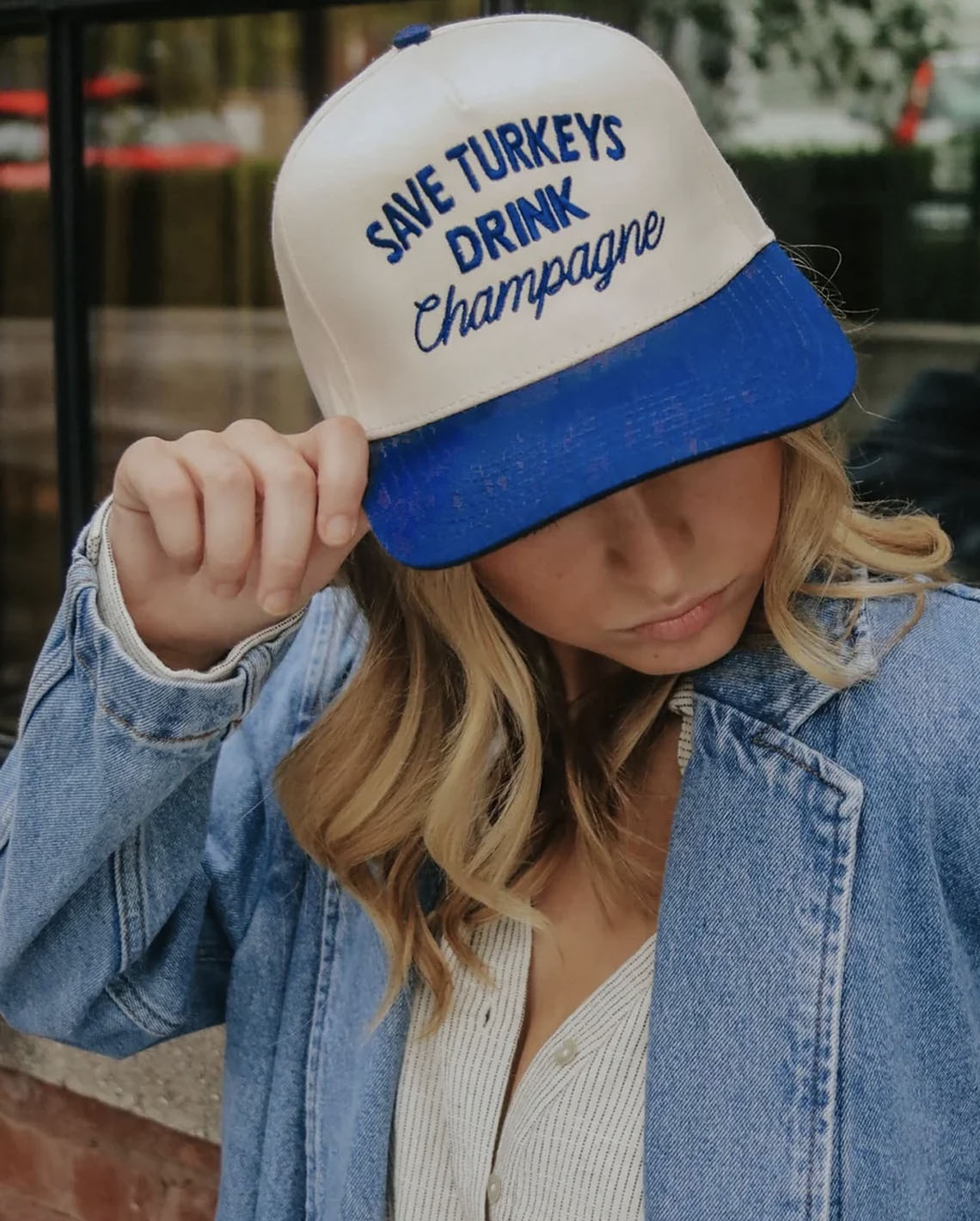 Save Turkeys Drink Champagne Trucker Hat