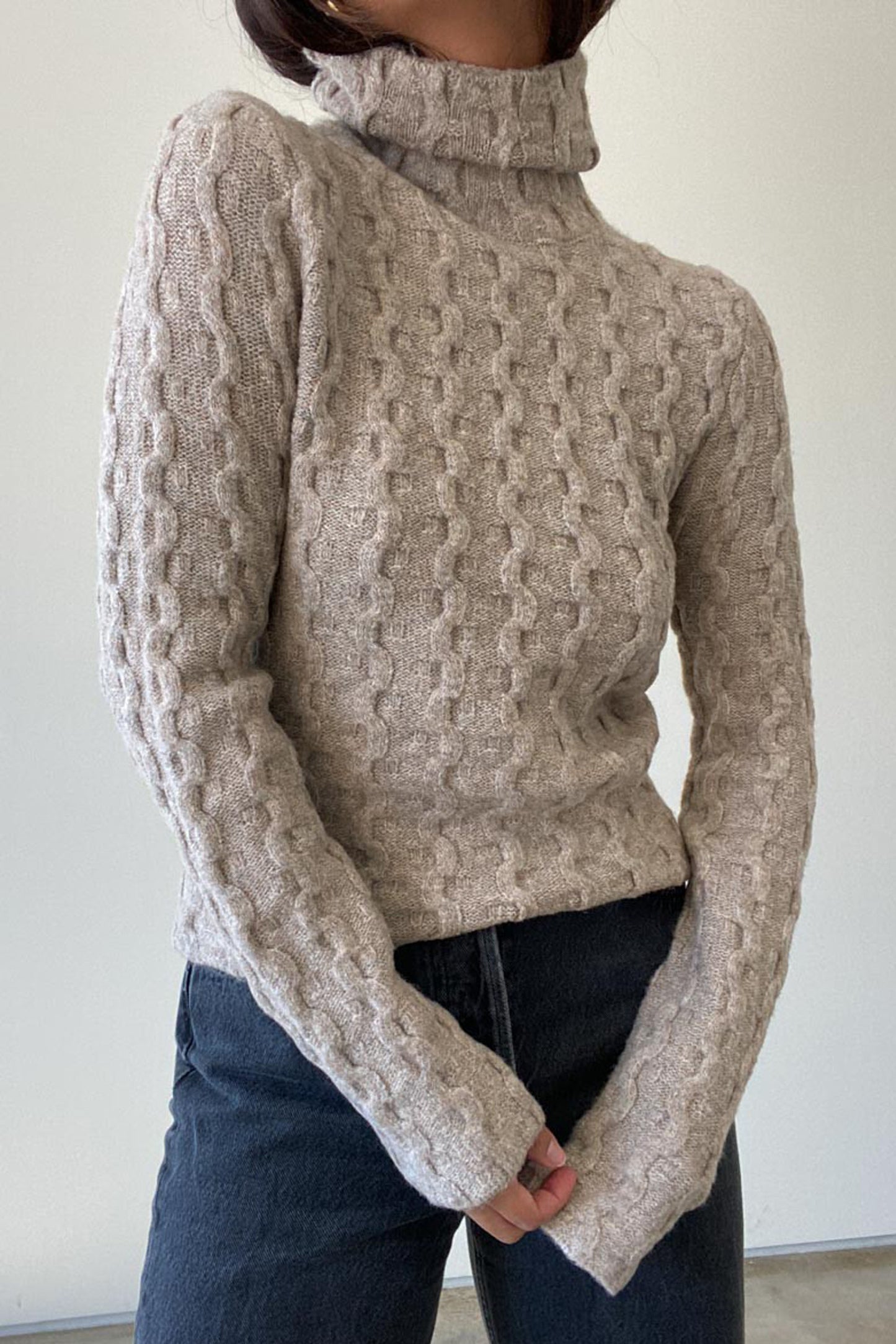 Sesame Cable Knit Top