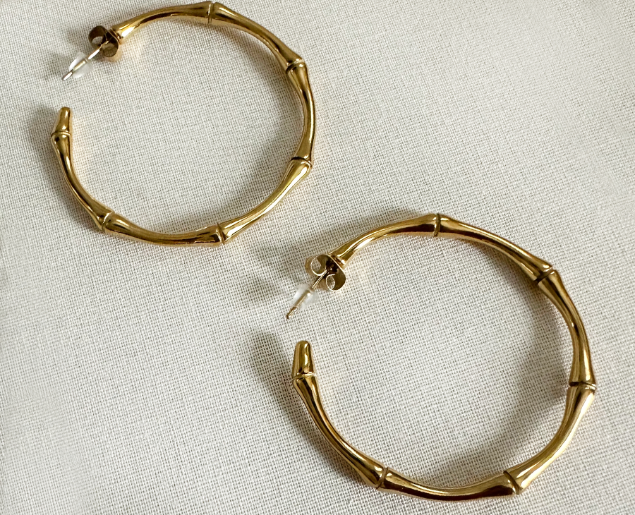 Thin Bamboo Hoop Earrings