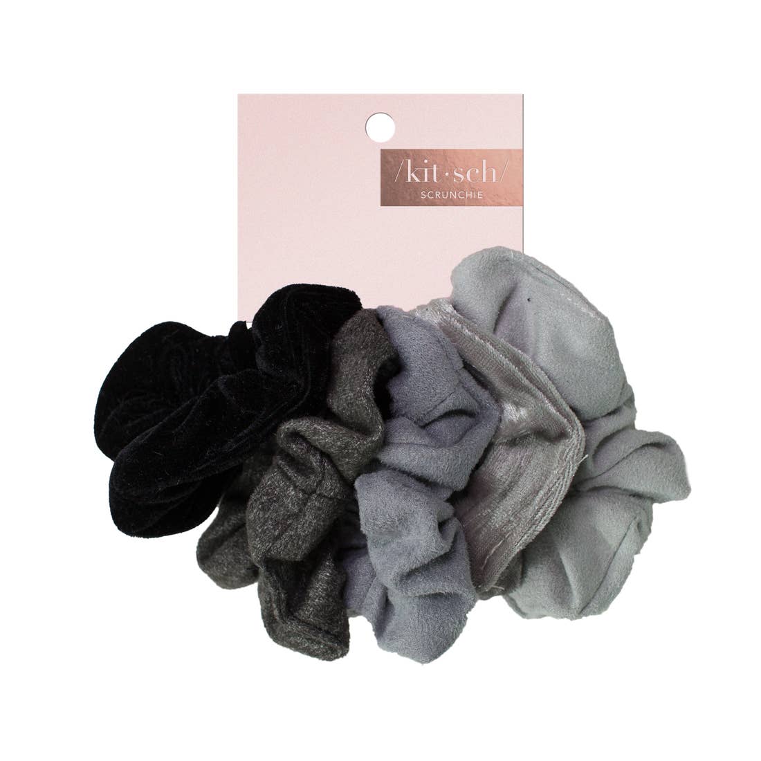 Black & Grey Velvet Scrunchies