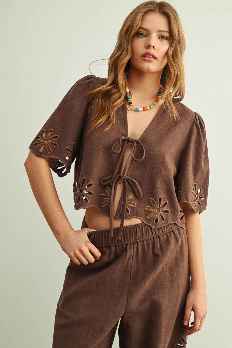 Daizy Tie Front Top