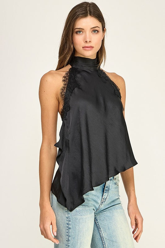 Casey Satin Lace Halter
