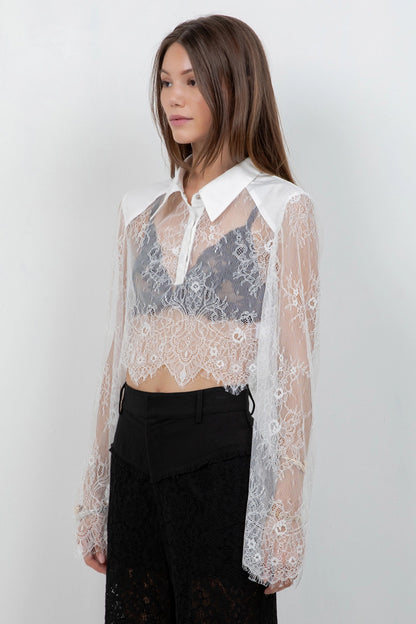 Lace Bodice Cropped Blouse