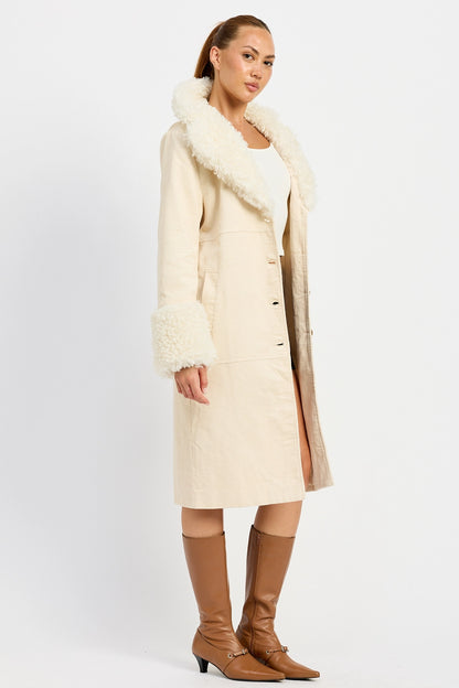 Hadid Faux Fur Midi Trench