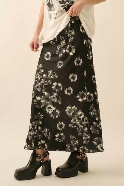 Floral Satin Maxi Skirt