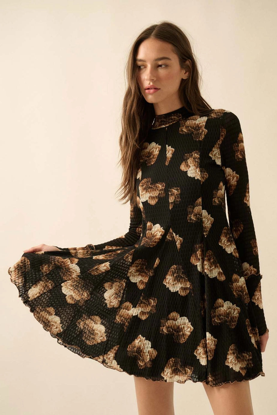 Floral Honeycomb Mini Dress