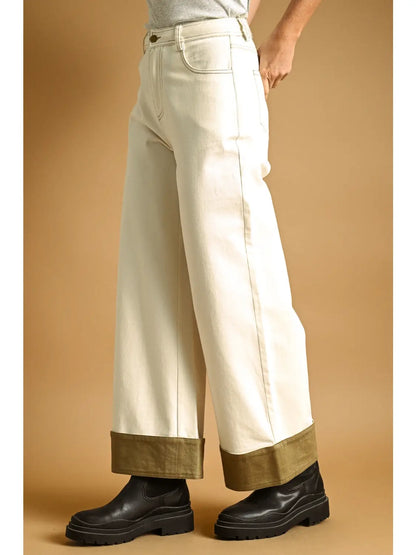 Contrast Cuff On Bottom Pants