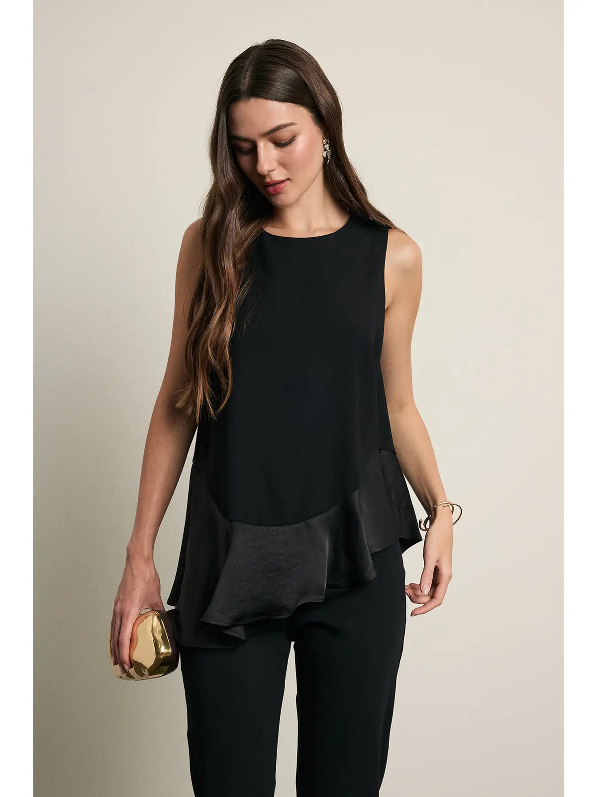 Faith Satin Ruffle Hem Blouse
