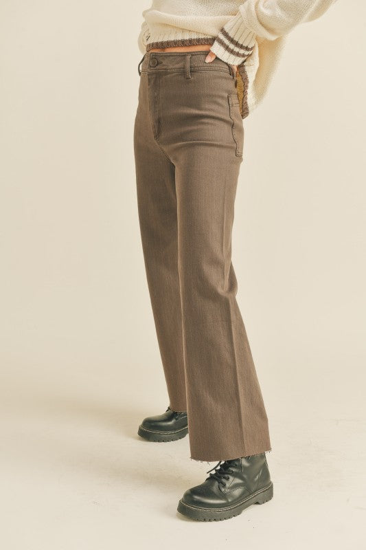 Faryn Wide Leg Pant - Brown