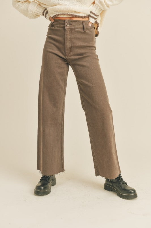 Faryn Wide Leg Pant - Brown