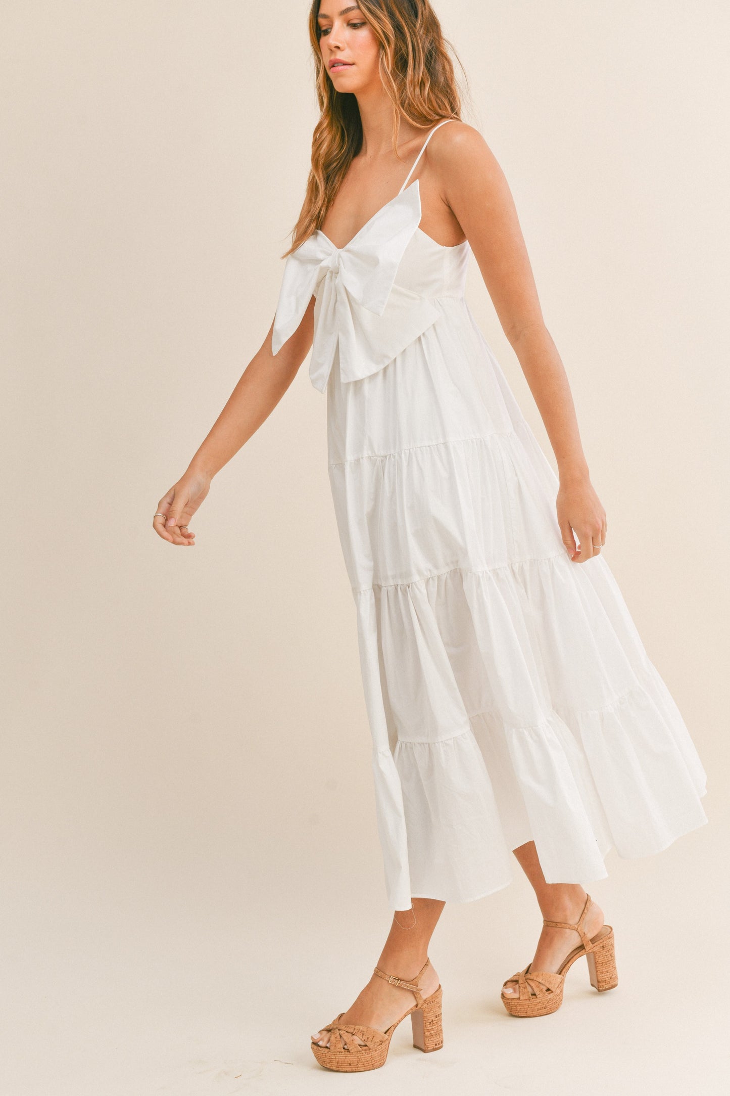 Bow Tie Tiered Midi Dress