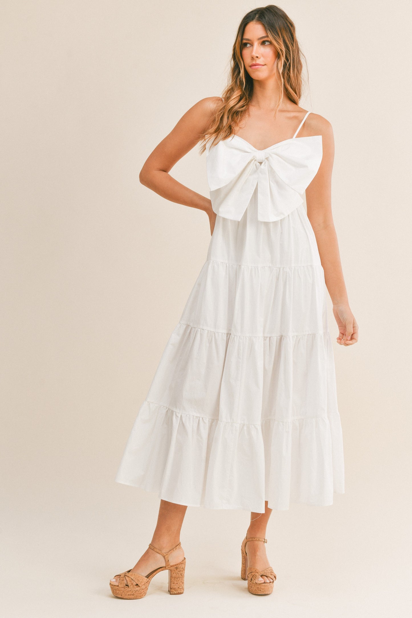 Bow Tie Tiered Midi Dress