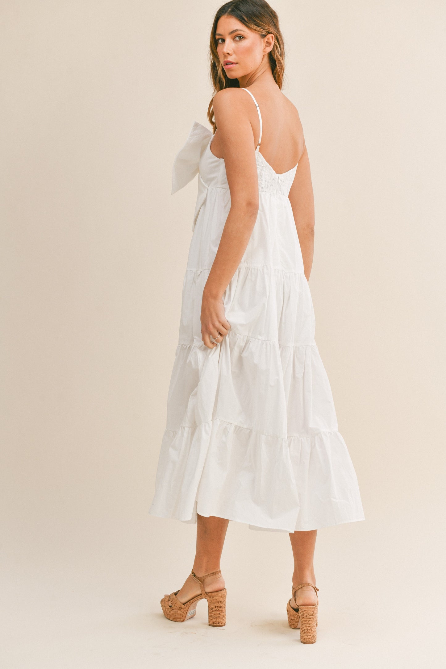 Bow Tie Tiered Midi Dress