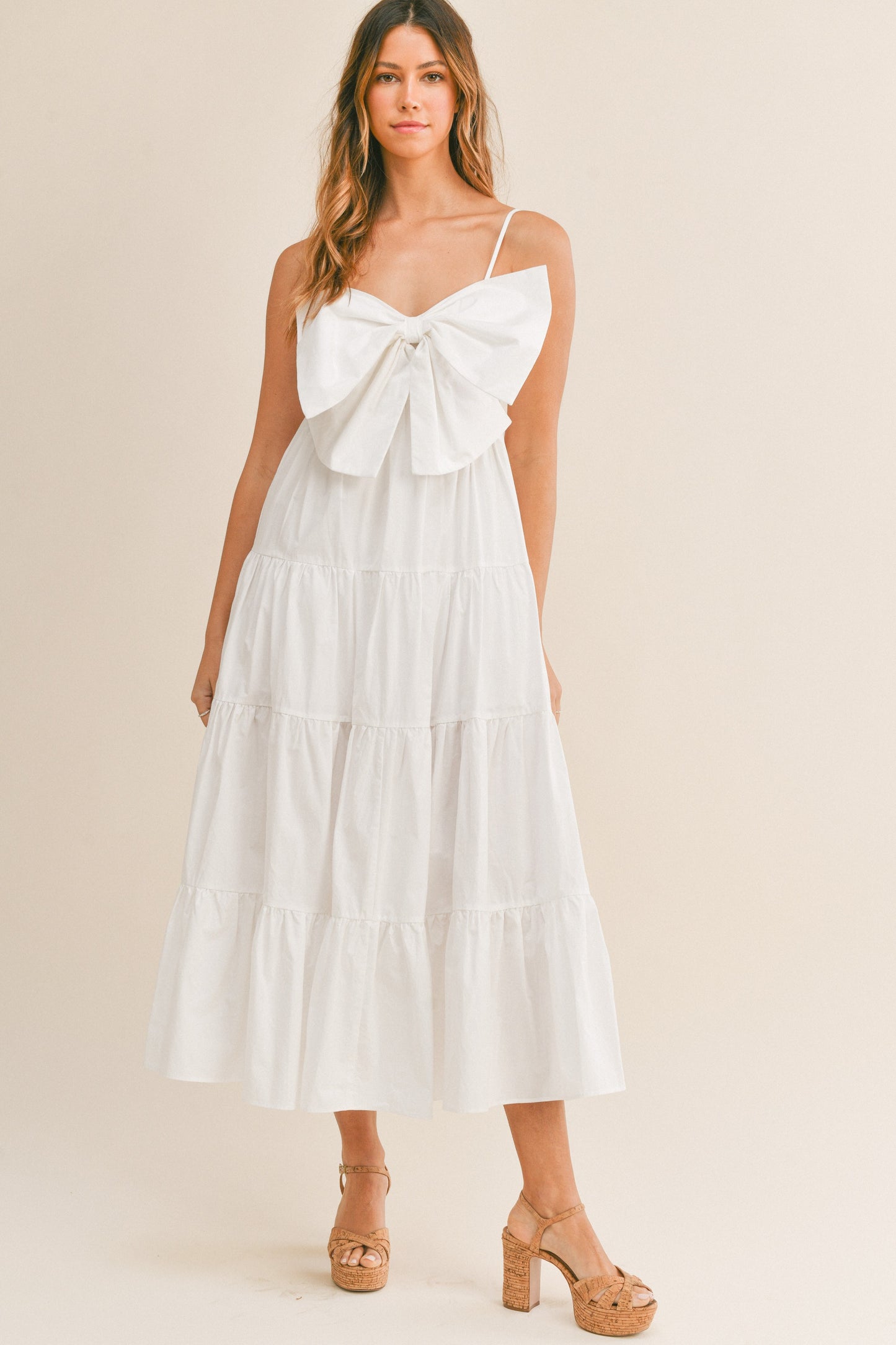 Bow Tie Tiered Midi Dress