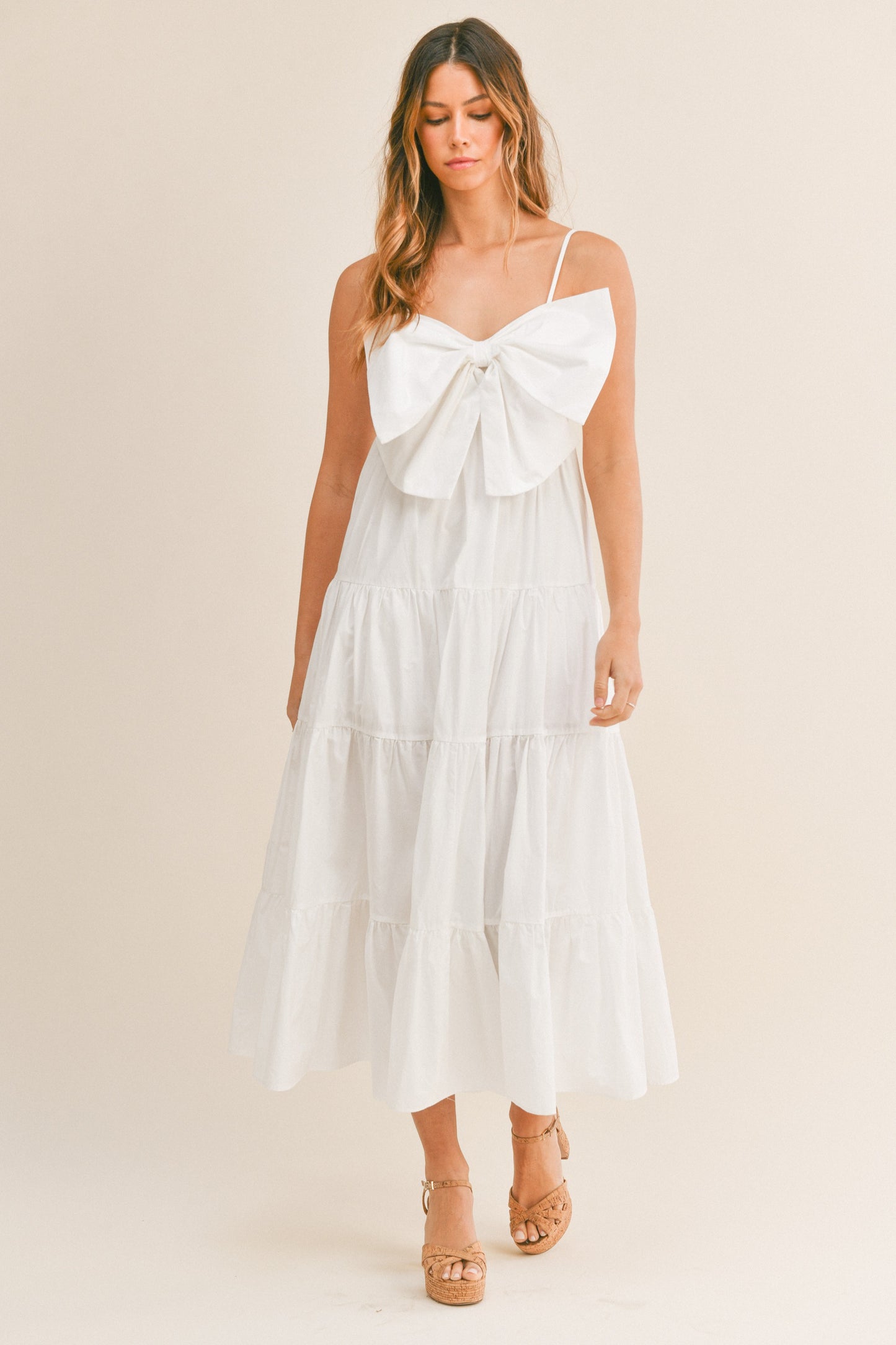 Bow Tie Tiered Midi Dress