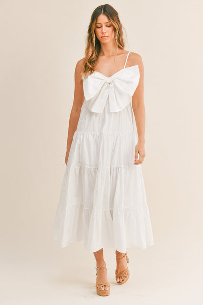 Bow Tie Tiered Midi Dress