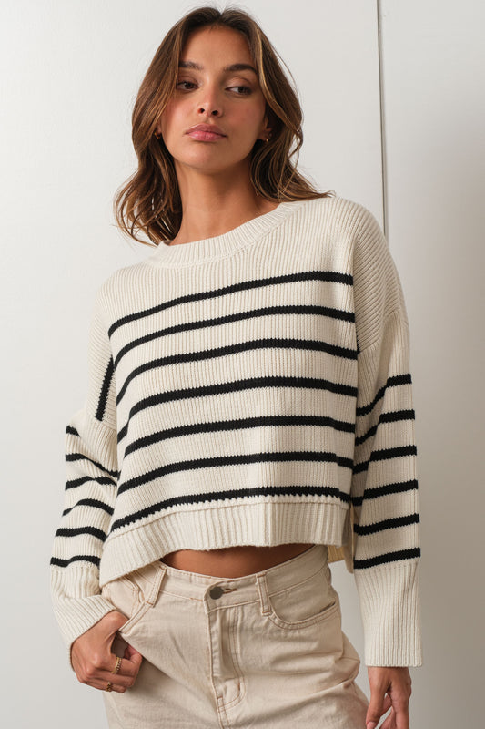 Free Stripe Crop Pullover