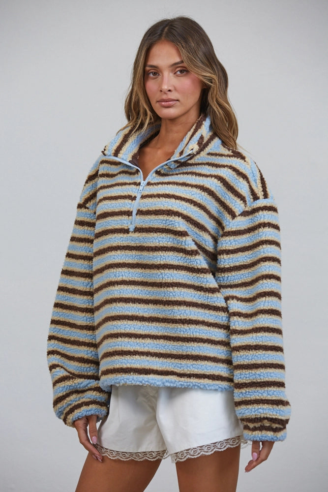 Striped Sherpa Half Zip