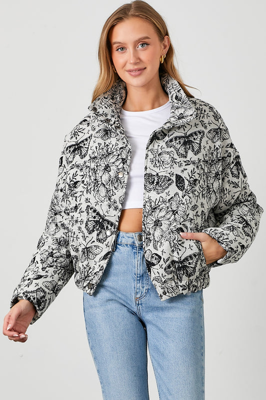 Floral Jacquard Puffer