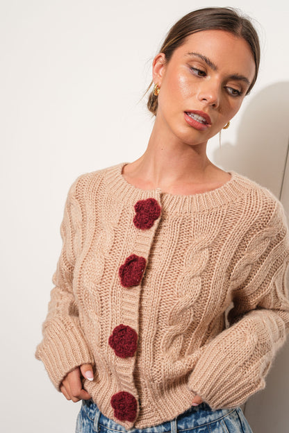 Rose Button Cardi