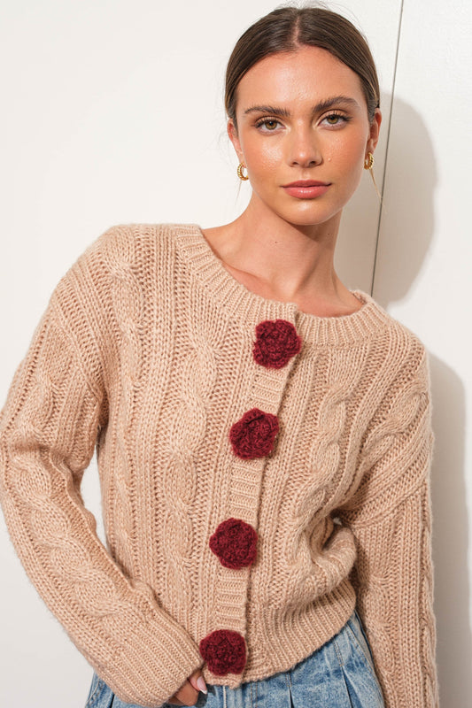 Rose Button Cardi