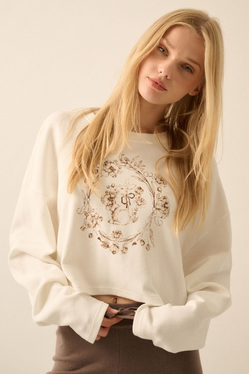 Bunny Flower Waffle Knit Tee