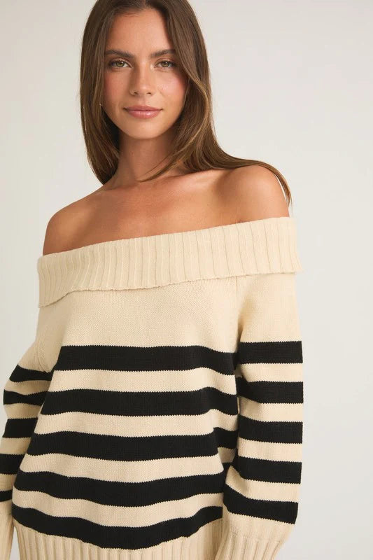 Off Shoulder Striped Sweater