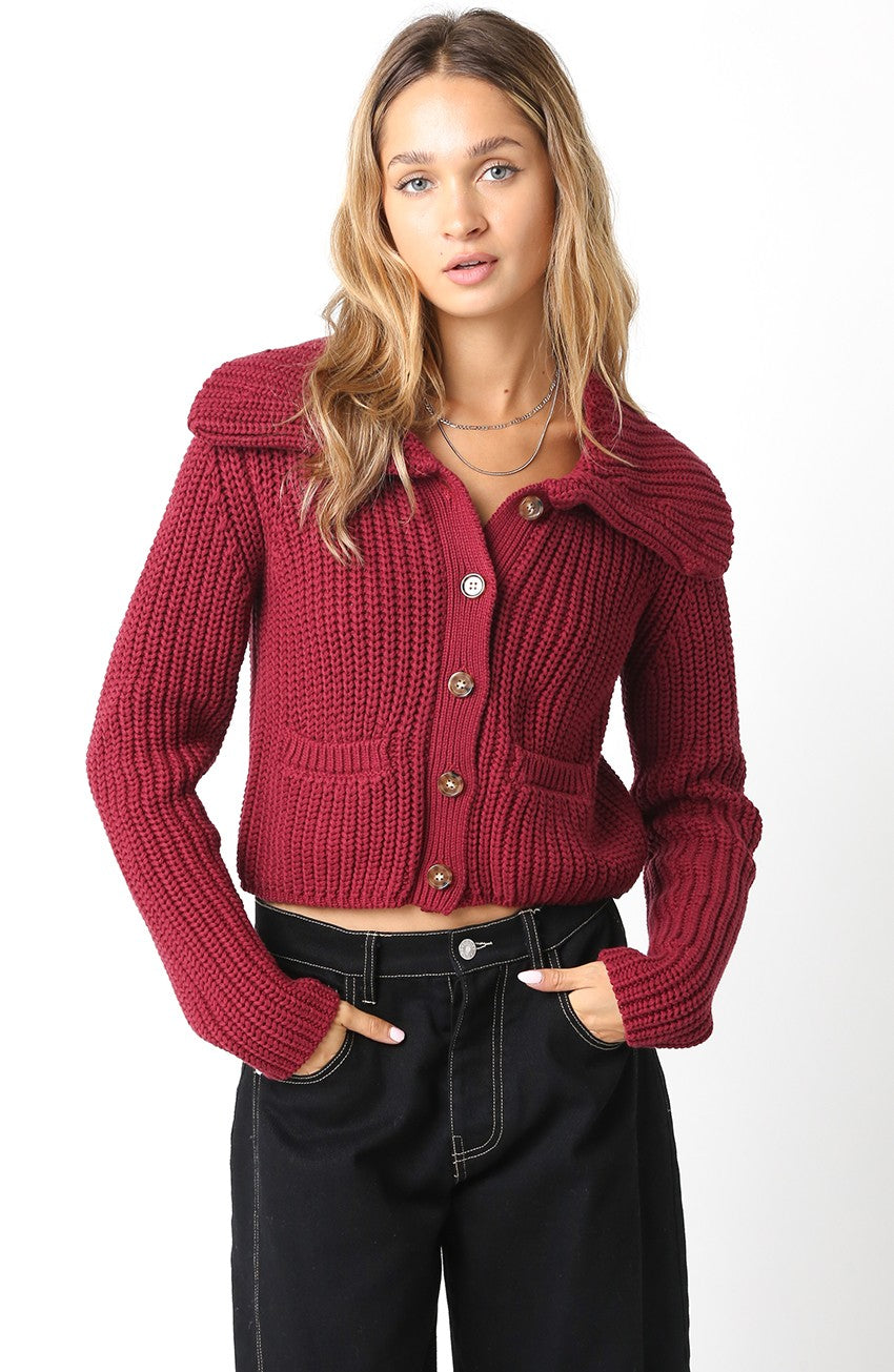 Holly Knit Cardigan - Crimson