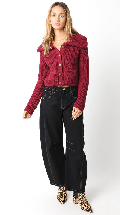 Holly Knit Cardigan - Crimson