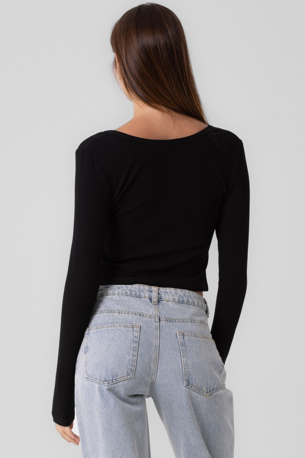 Cropped Henley - Black