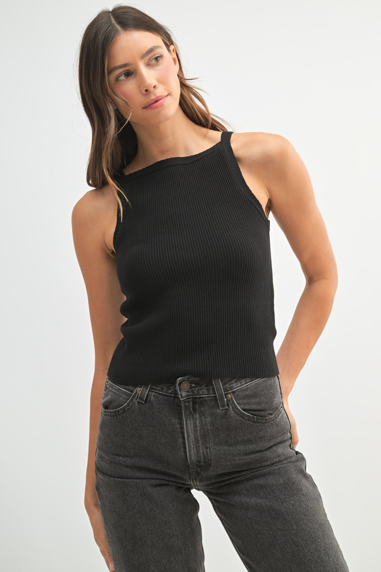 Knit High Neck Tank