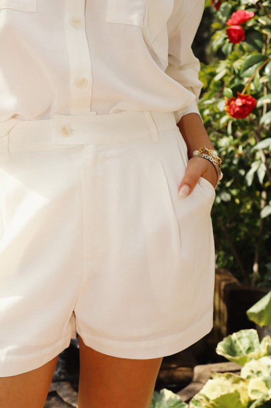 Tailored High Waist Pleated Short