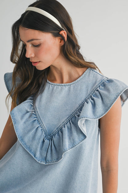 Ruffle Denim Mini Dress