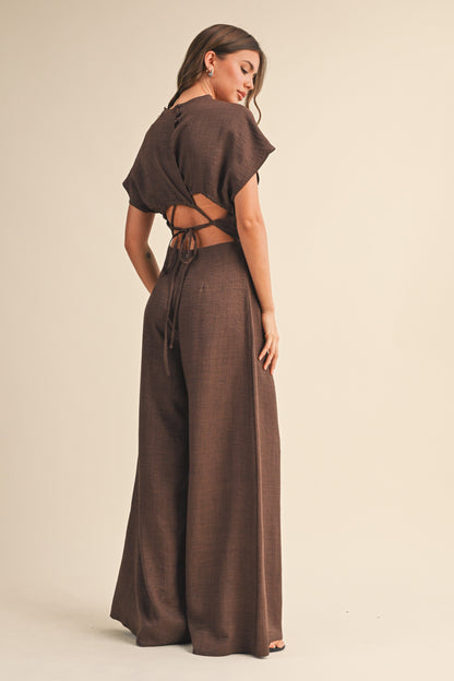 Wide Leg Tie Back Jumpsuit
