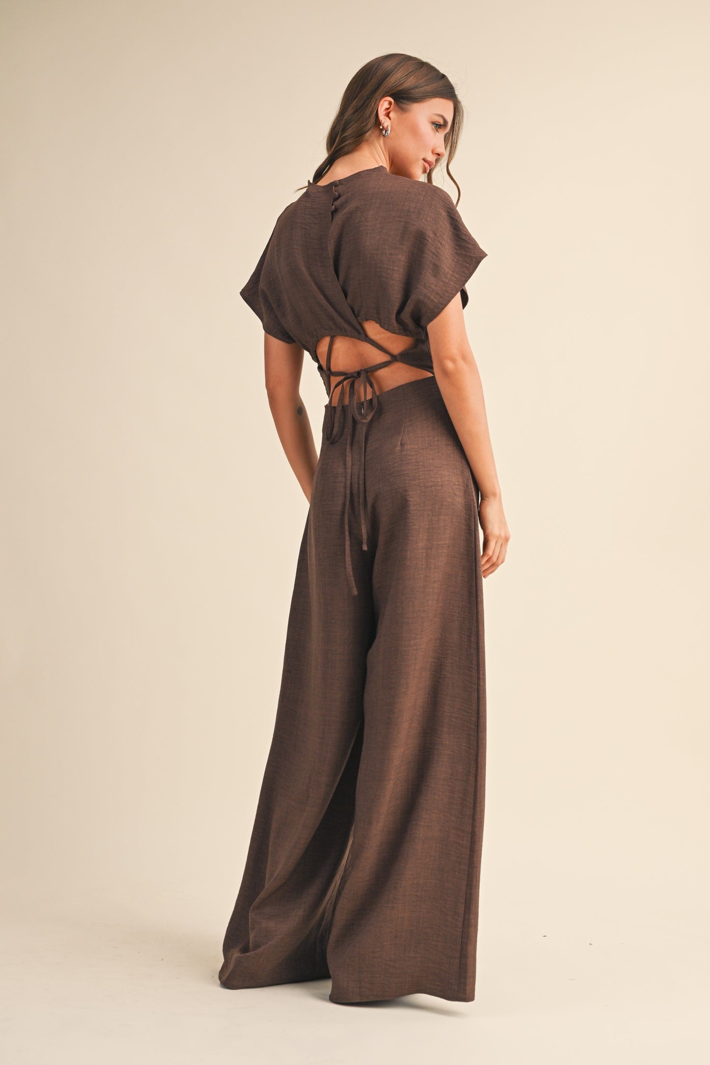 Wide Leg Tie Back Jumpsuit
