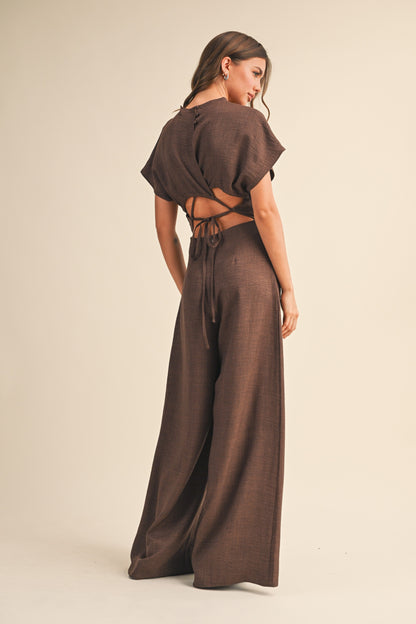 Wide Leg Tie Back Jumpsuit