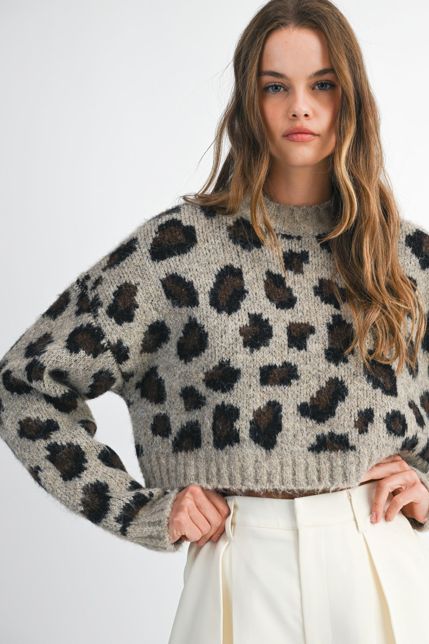 Cozy Leopard Crop Sweater