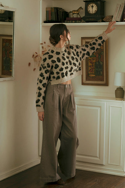 Cozy Leopard Crop Sweater