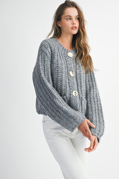 Chunky Knit Cardi - Grey