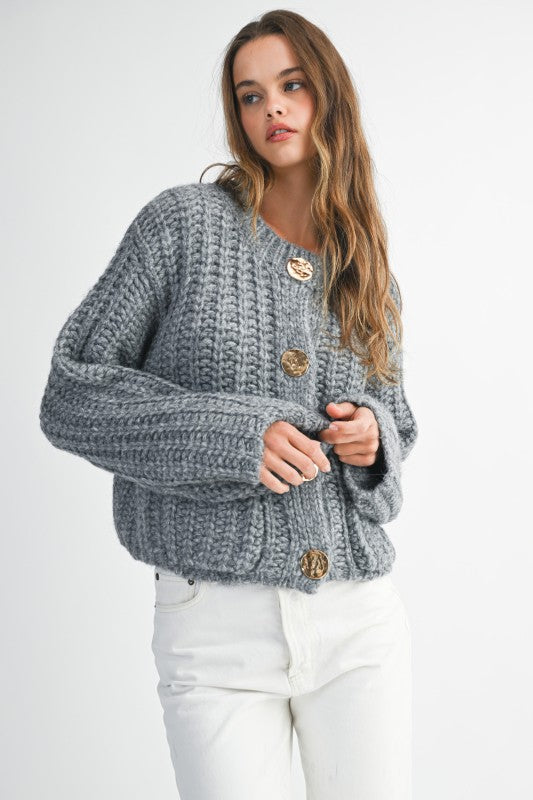 Chunky Knit Cardi - Grey