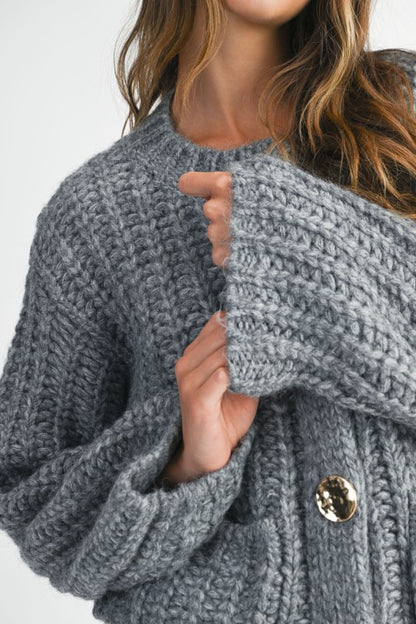 Chunky Knit Cardi - Grey