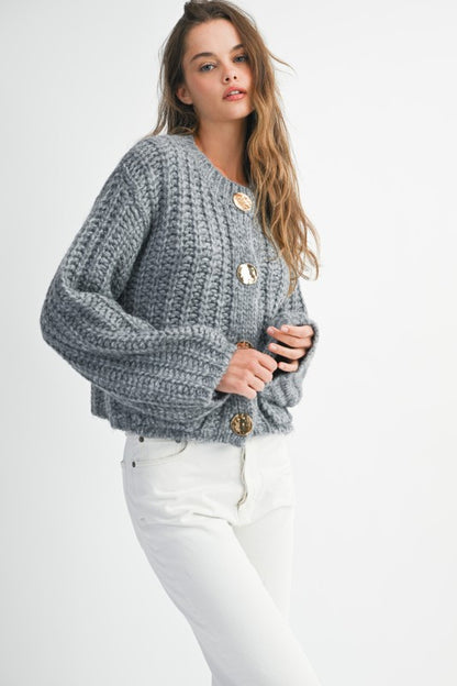 Chunky Knit Cardi - Grey