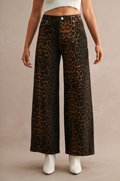 Leopard Wide Leg Pants