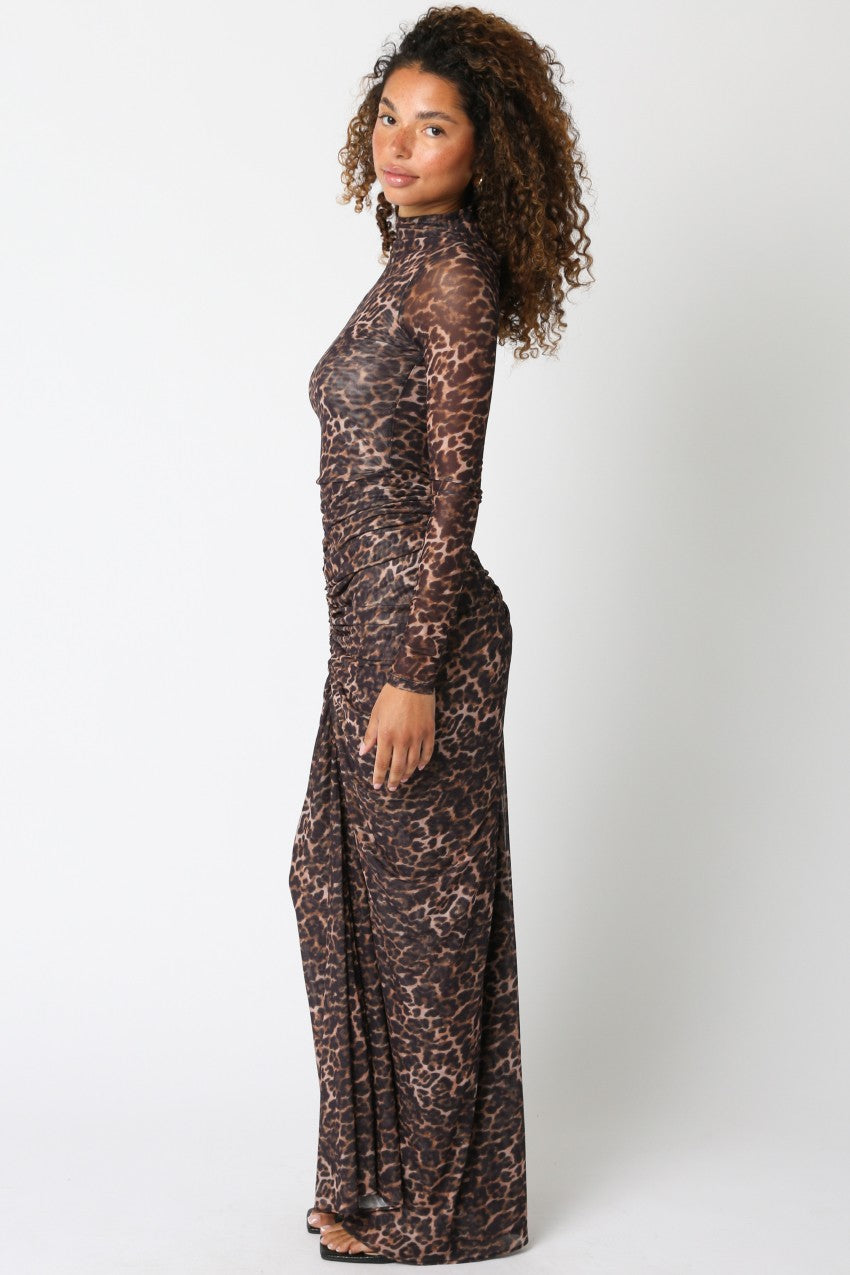 Night Stunner Maxi Dress - Leopard Print