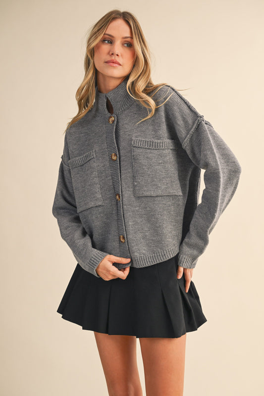 Meg High Neck Cardigan