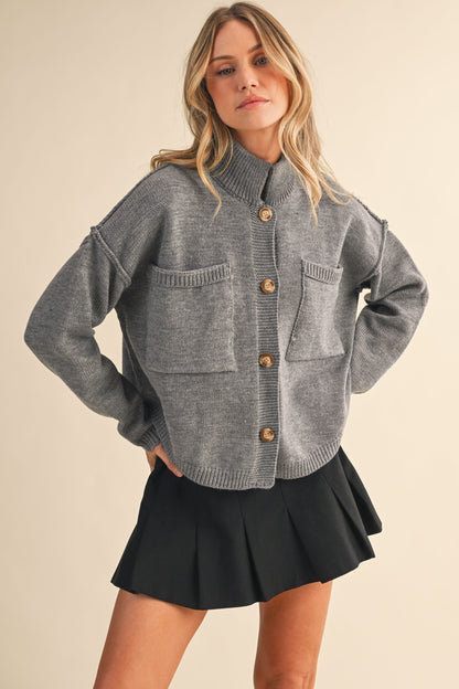 Meg High Neck Cardigan