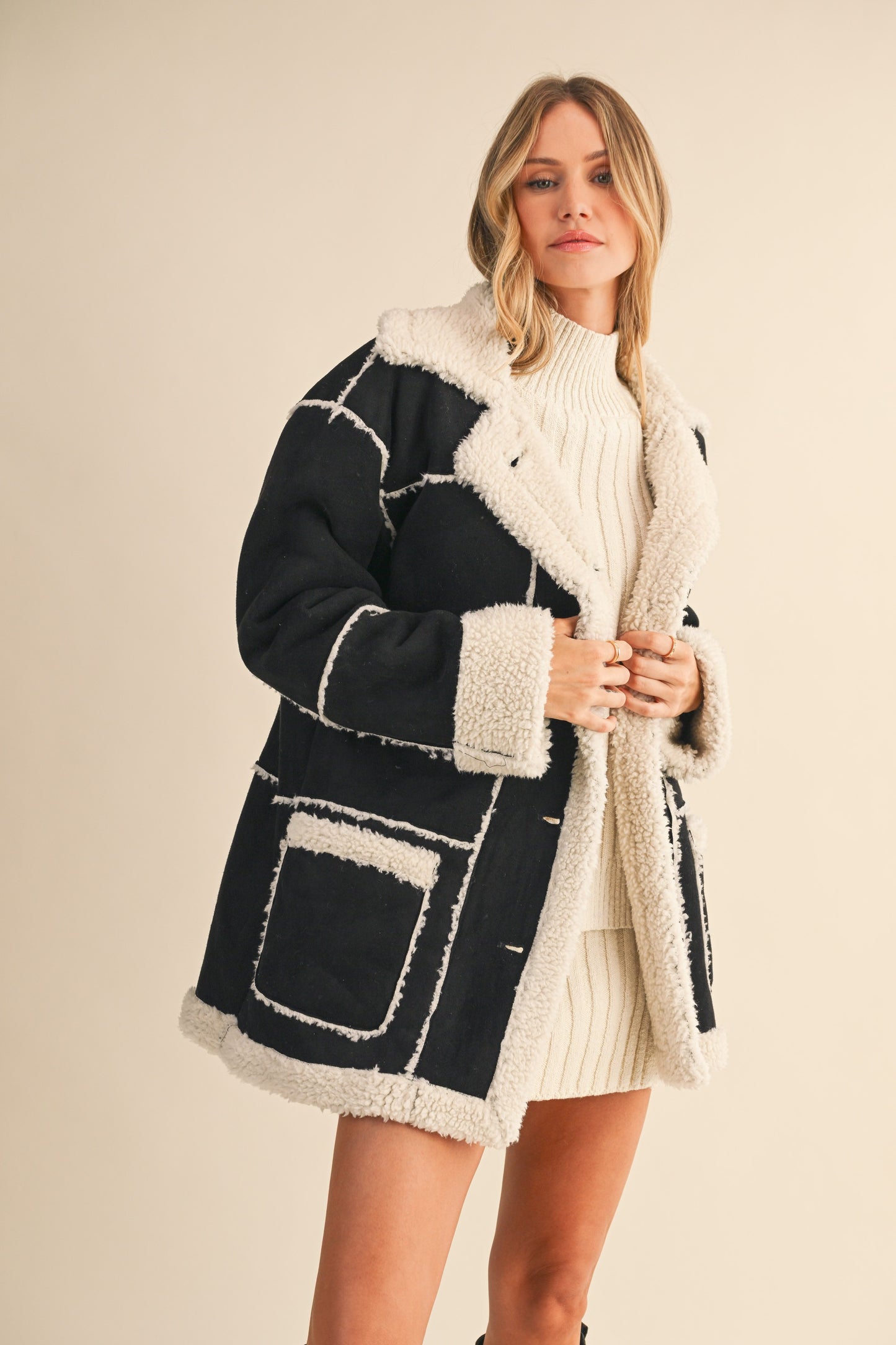 Maxine Suede Sherpa Coat