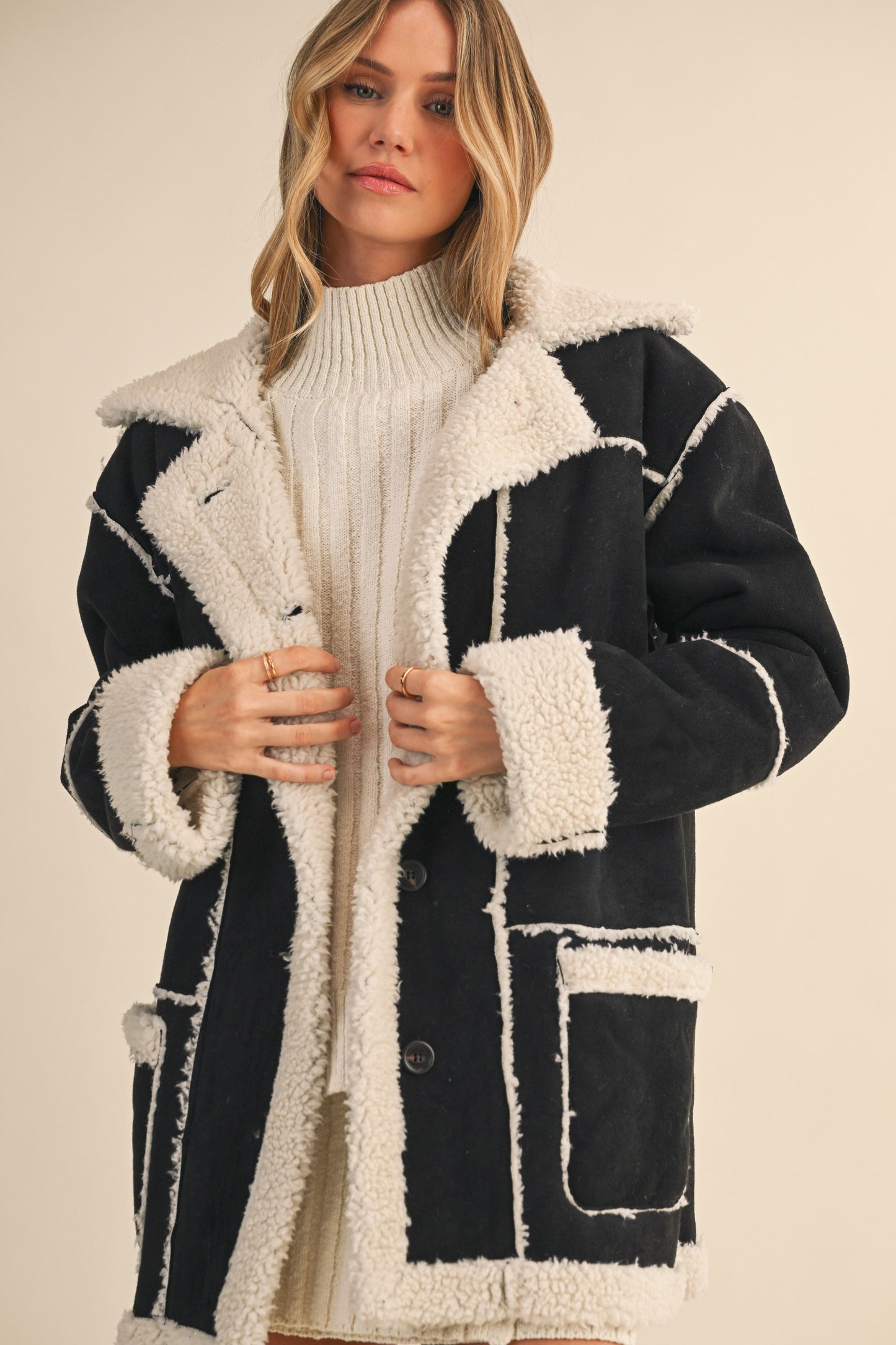 Maxine Suede Sherpa Coat