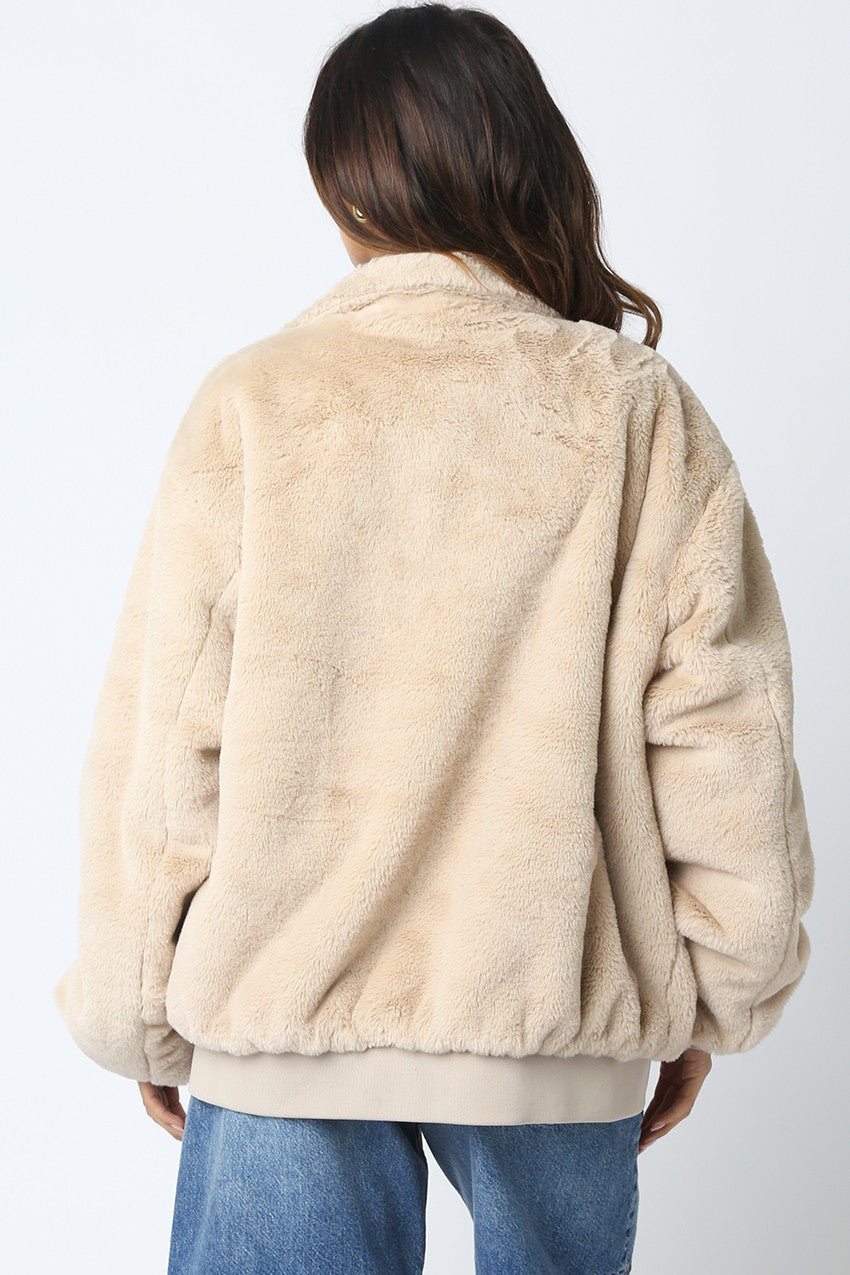 Emmy Faux Fur Bomber - Ecru